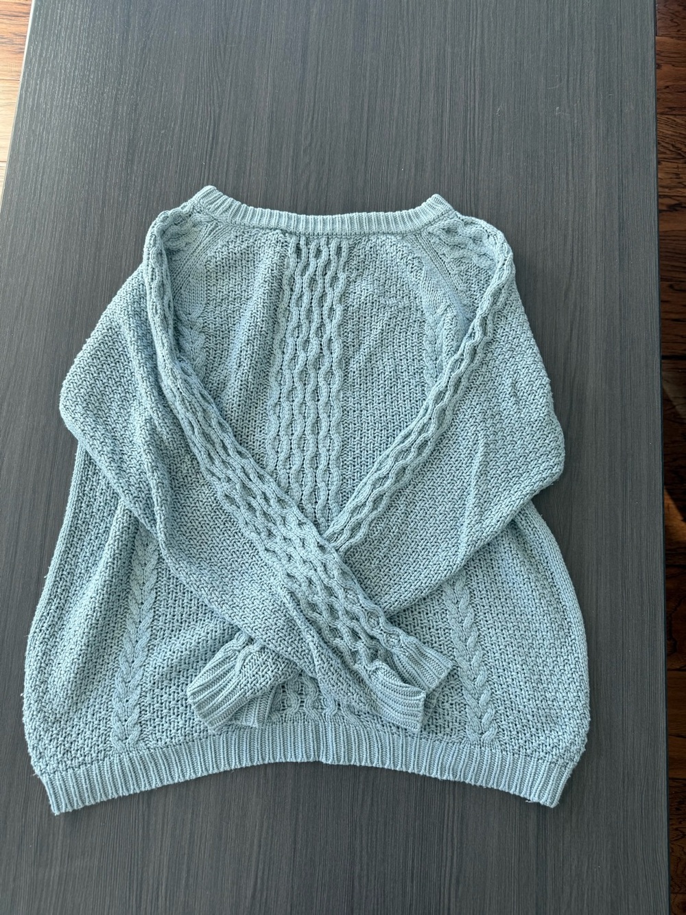 Brandy Melville Light Blue Cable Knit Crewneck Sweater